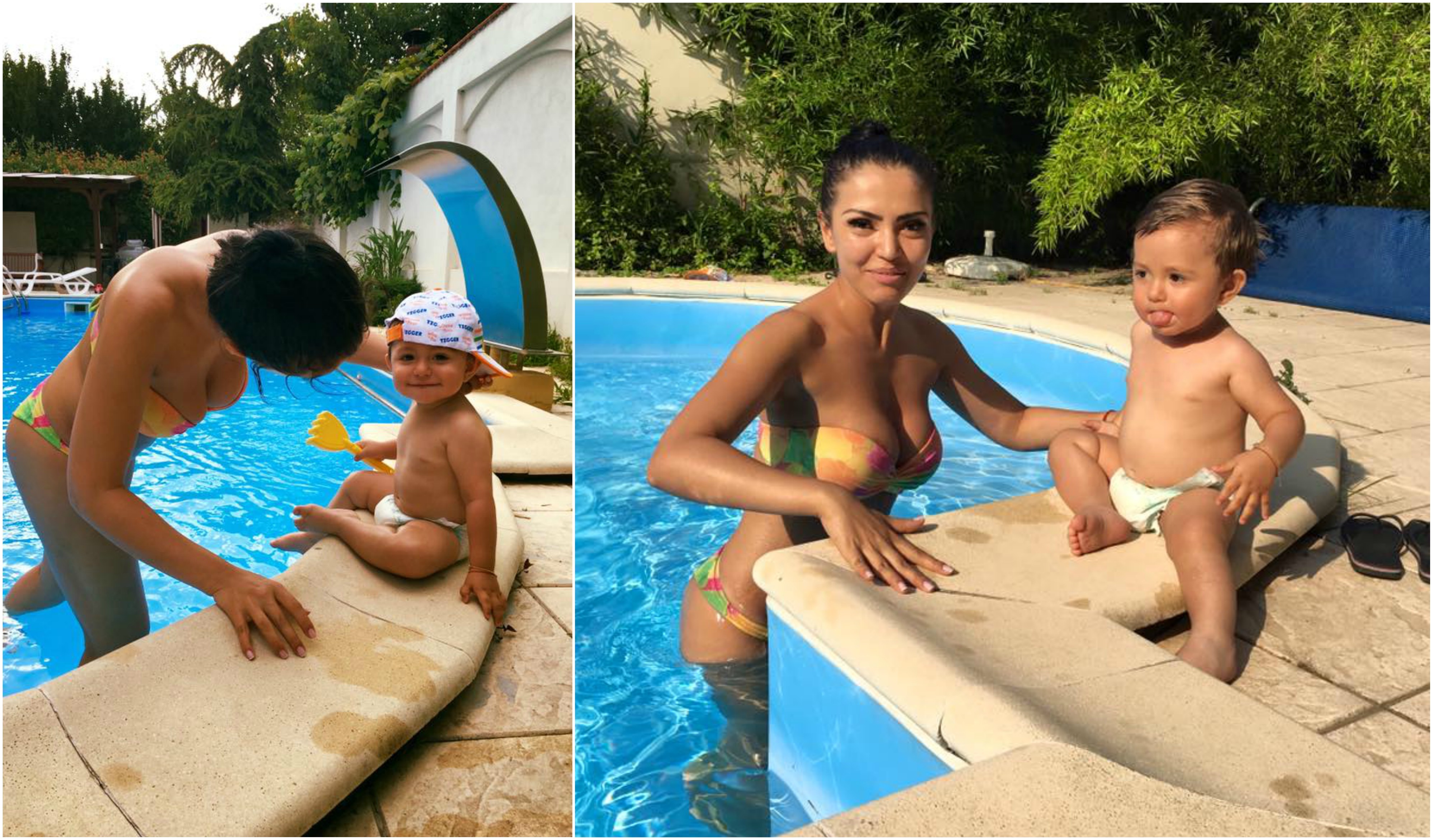 Andreea s-a distrat cu fiul ei la piscină