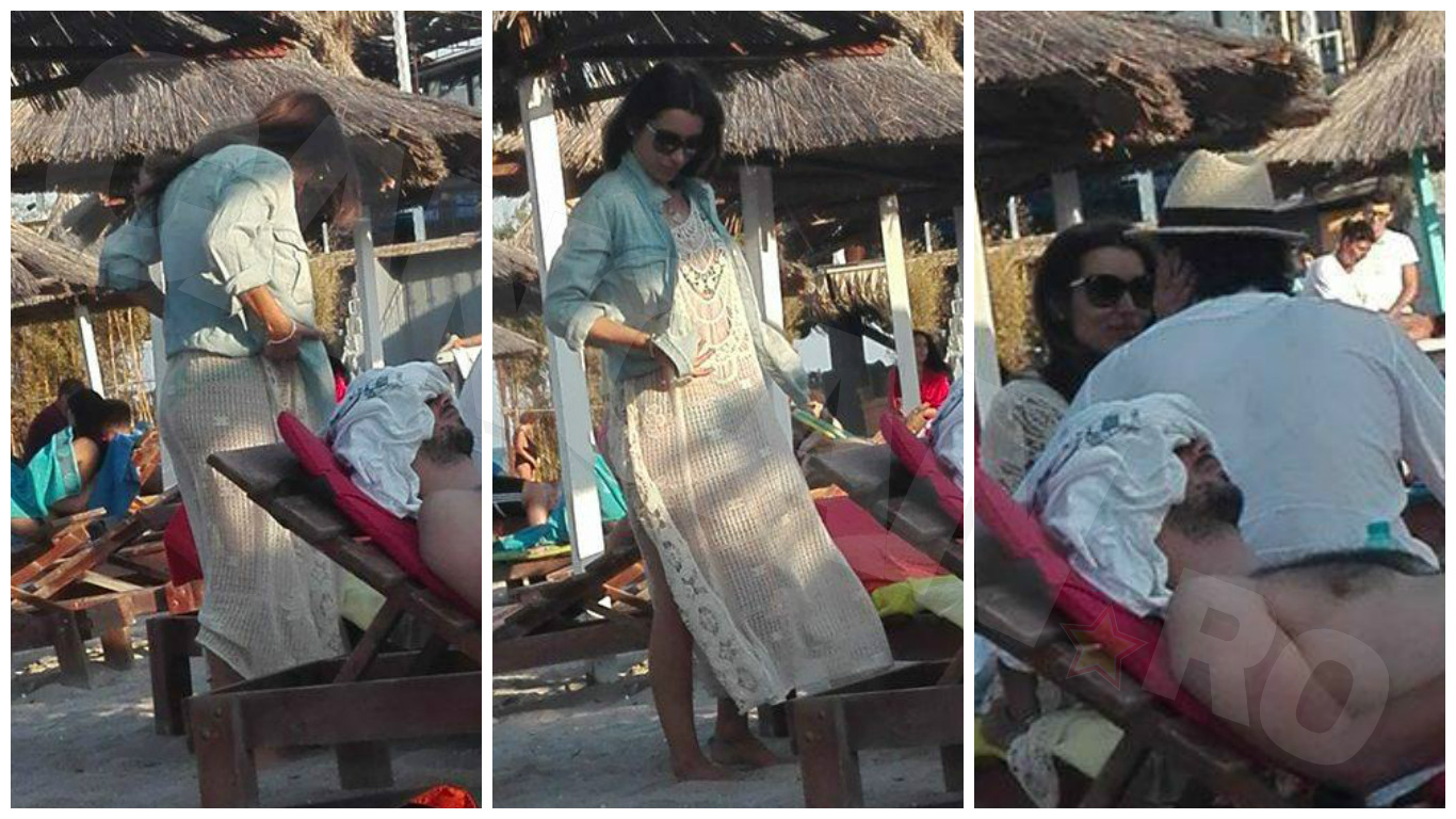 Lili Sandu, acoperită până-n gât la plajă.