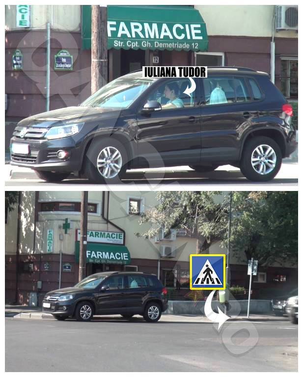 Iuliana Tudor a parcat în mijlocul intersecţiei, pe trecerea de pietoni.