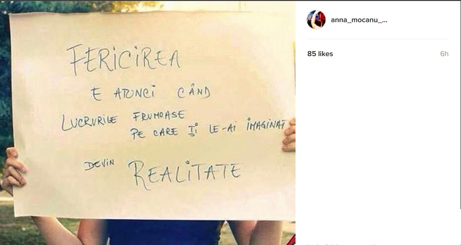 Mesajul postat de Ana Mocanu pe o reţea socializare