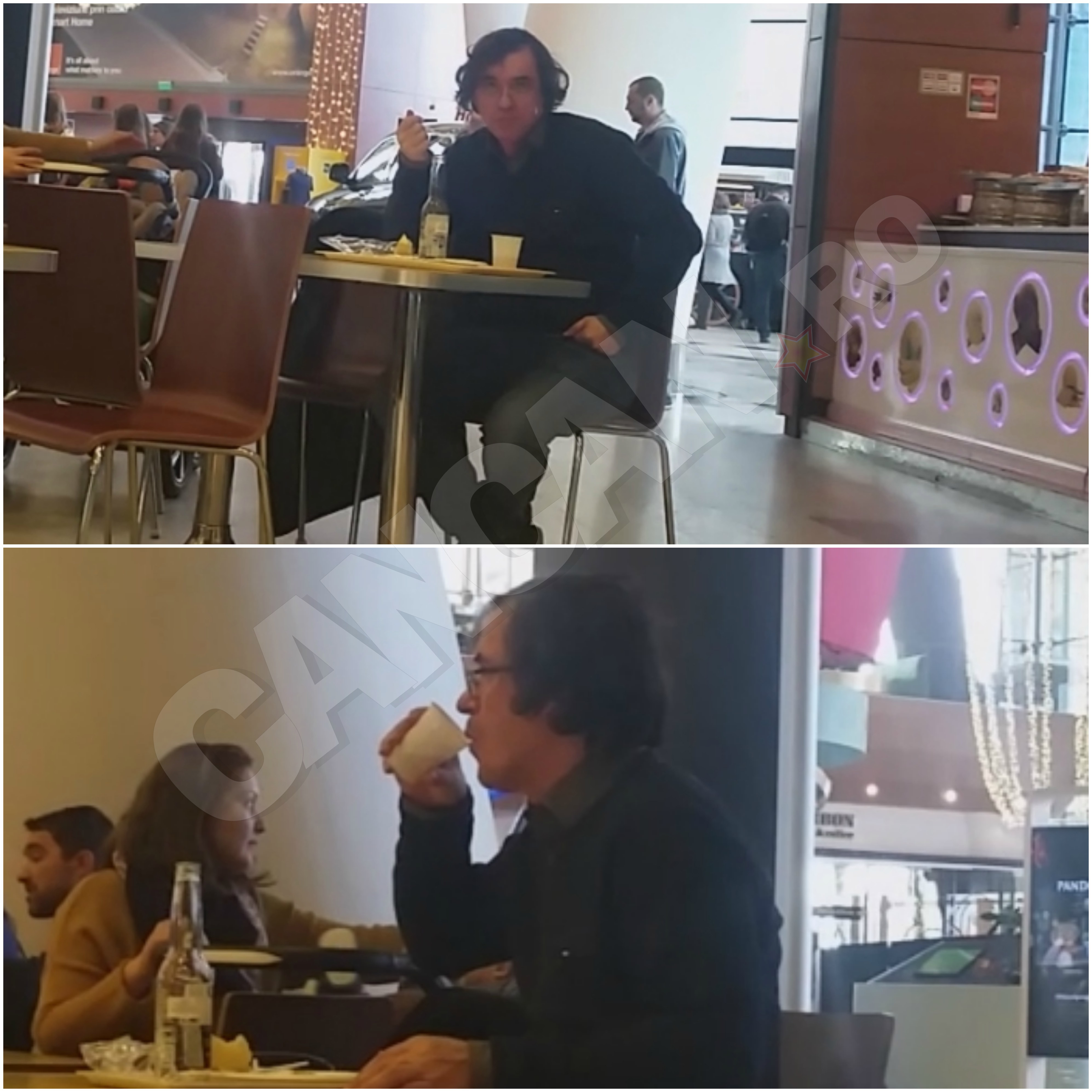Mircea Cărtărescu a luat masa singur în mall. Scriitorul s-a delectat şi cu o bere mexicană