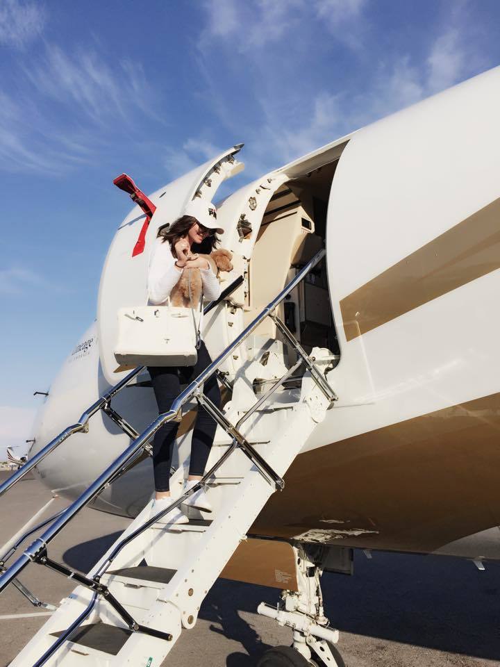 Monica Gabor se plimbă cu avionul privat al lui Mr Pink.