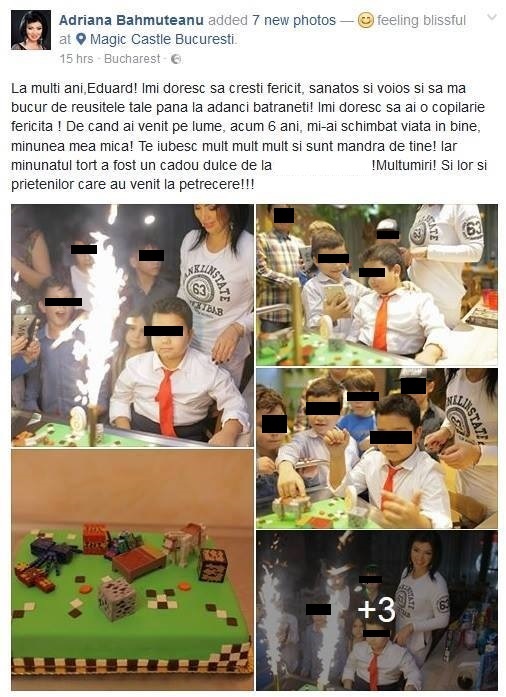Adriana Bahmuţeanu, petrecere aniversara pentru fiul ei cel mic