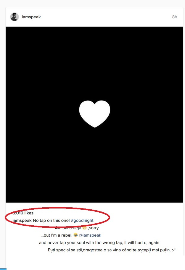 Speak le cere prietenilor să nu se atingă de inima lui