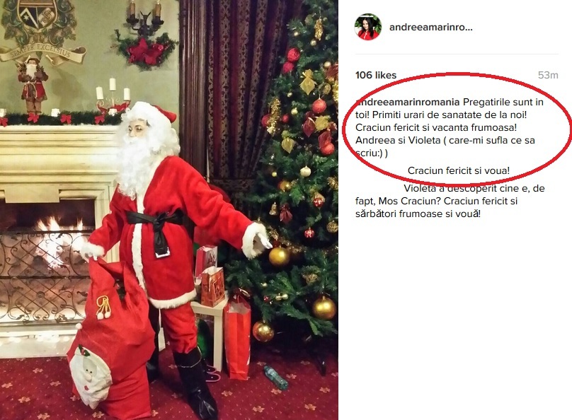Andreea Marin le-a dezvăluit prietenilor că ea şi Violeta se află în toiul pregătirilor de Crăciun