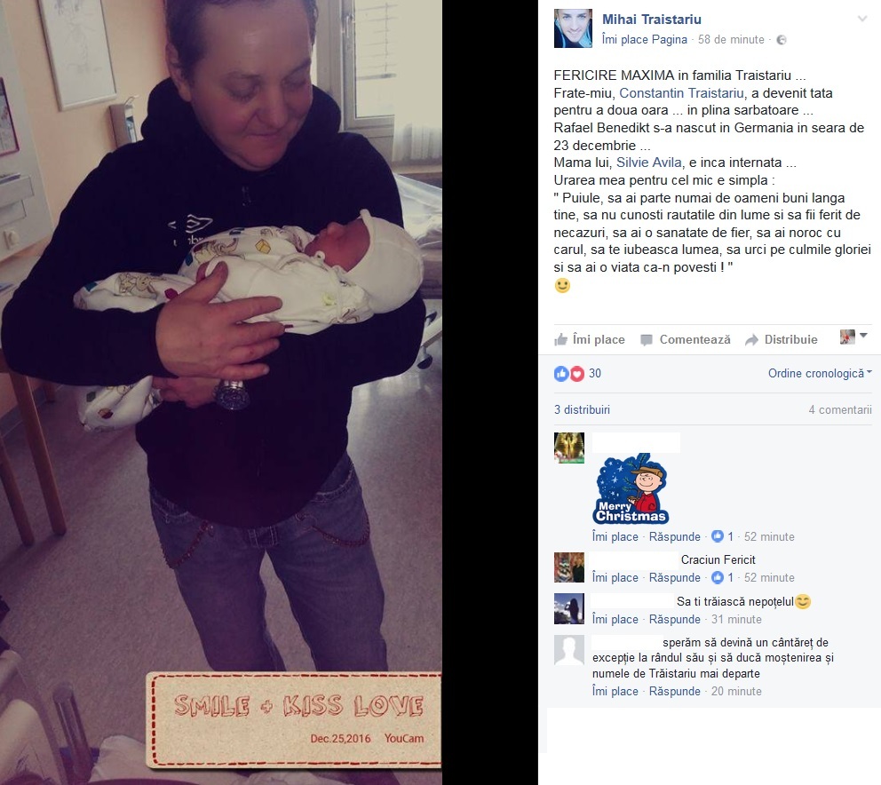 Prima imagine cu nepoţelul lui Mihai Trăistariu