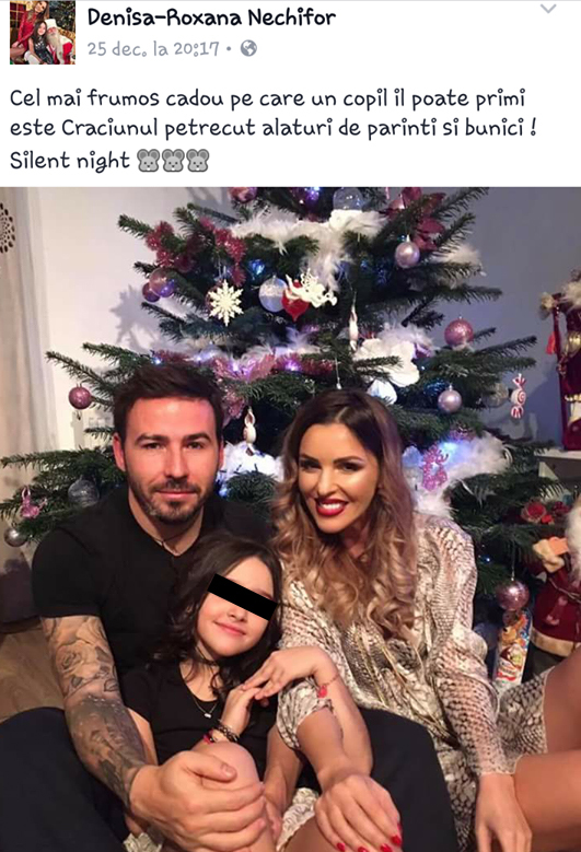 Denisa Nechifor şi Adrian Cristea şi-au petrecut Crăciunul împreună, de dragul fiicei lor