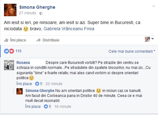 Simona Gherghe, schimb acid de replici cu o fană