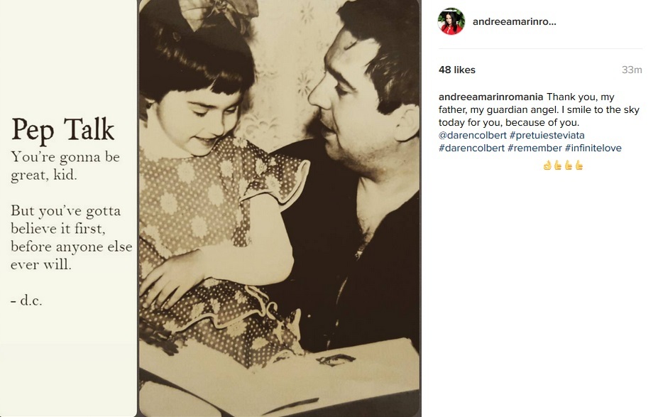 Andreea Marin, mesaj pentru tatăl ei