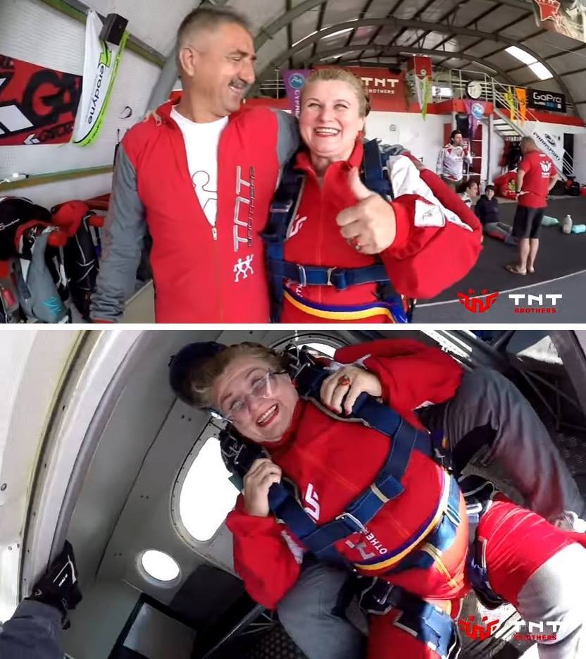 La împlinirea vârstei de 46 de ani, şi-a făcut cel mai trăznit cadou. A sărit cu paraşuta!