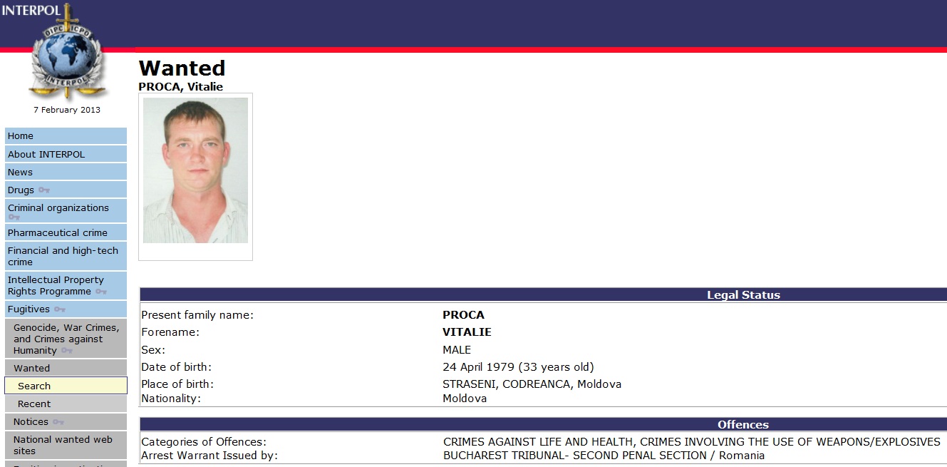 Vitalie Proca foto: Interpol