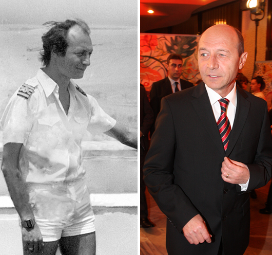 Traian Basescu, la 34, respectiv la 61 de ani.