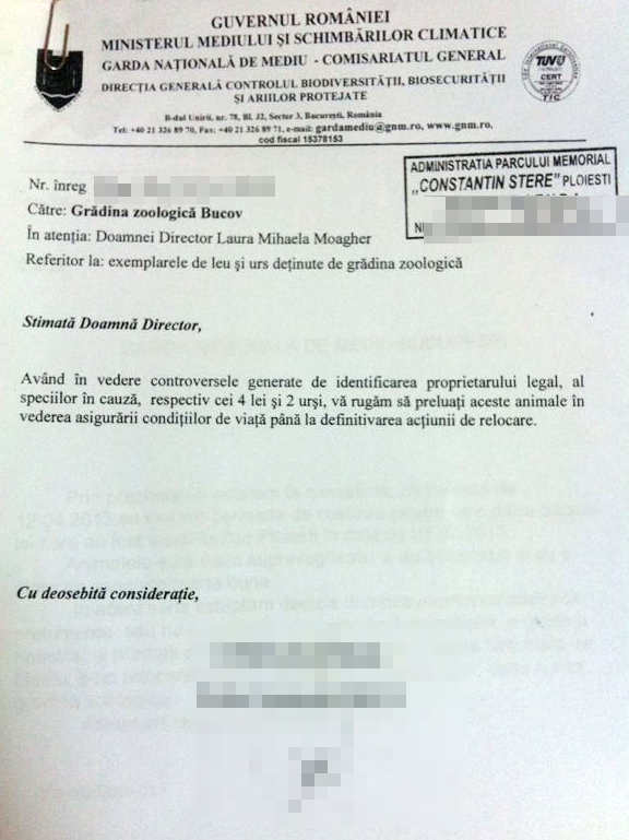 Documentul atesta ca felinele vor ramane la Zoo Ploiesti