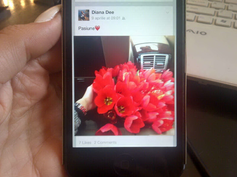 Diana a postat si o fotografie cu un imens buchet de flori, primit de la Truica si asezat frumos pe bancheta din spate a masinii milionarului
