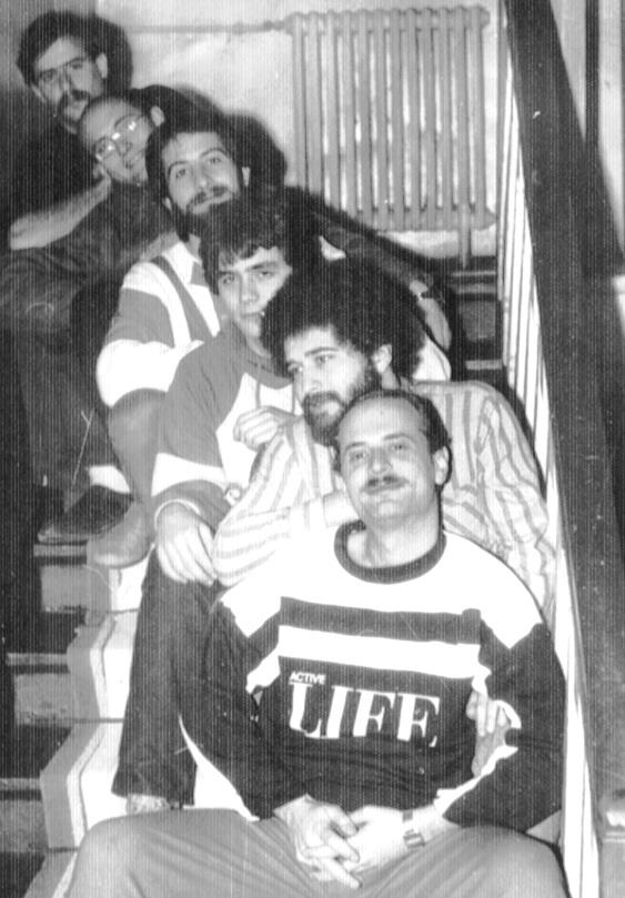 Tabara de petrecere a Revelionului (Slanic Moldova) 1985-1986. In imagine apar Goran Kartalija, Valentin Gora, Darie Valentin, Doru Pircalabu, Silviu Petcu si Toni Grecu.