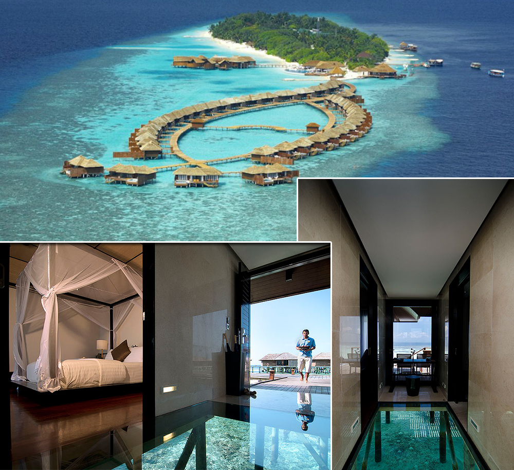 Lily Beach Resort & Spa, Huvahendhoo, Maldive - pretul pentru o noapte in vila de lux, de deasupra apei, porneste de la 1.800 de dolari. Atentie, vei calca pe o podea transparenta, care 