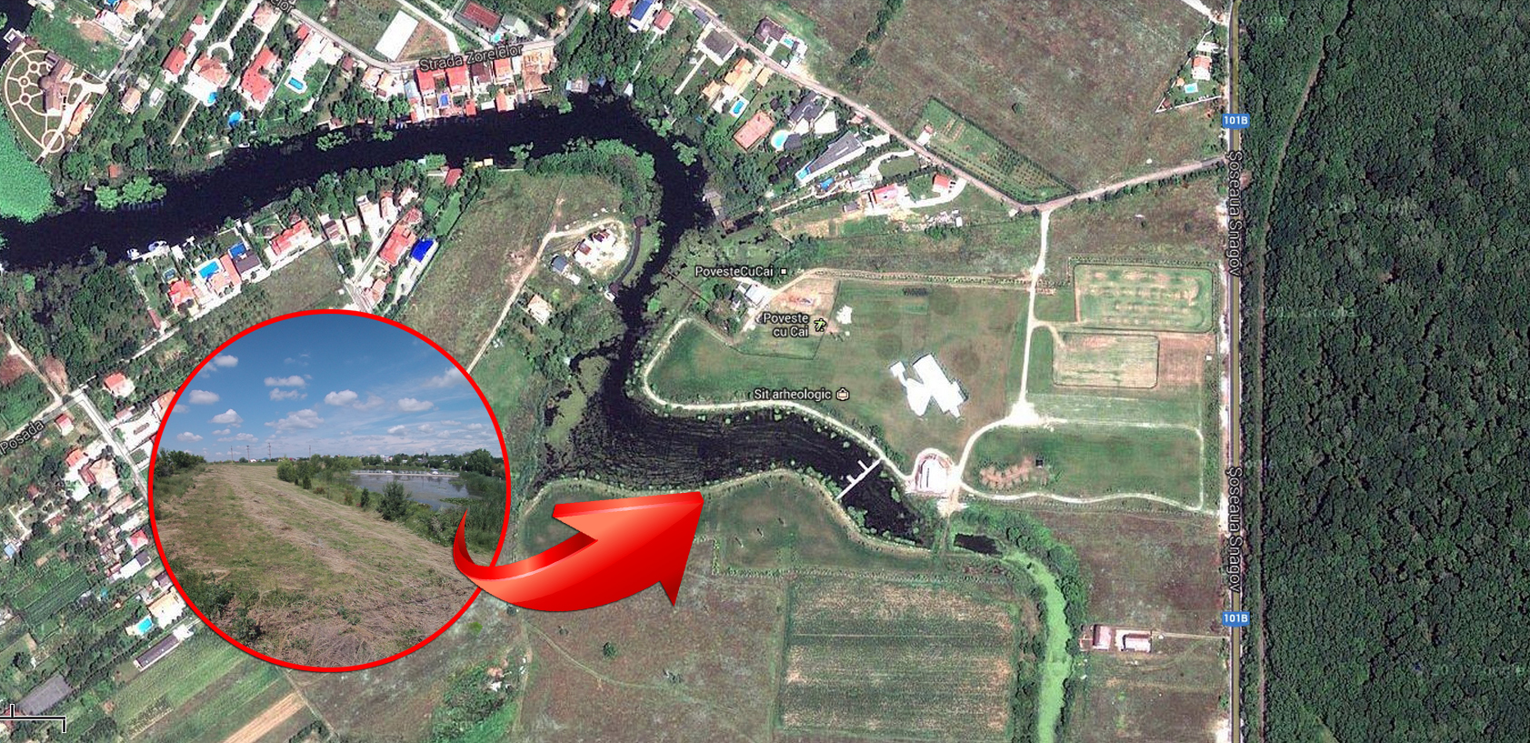 Pamantul aflat in litigiu se afla pe o “limba” a Lacului Snagov, familia Crisan intentionand sa dezvolte acolo un complex multifunctional