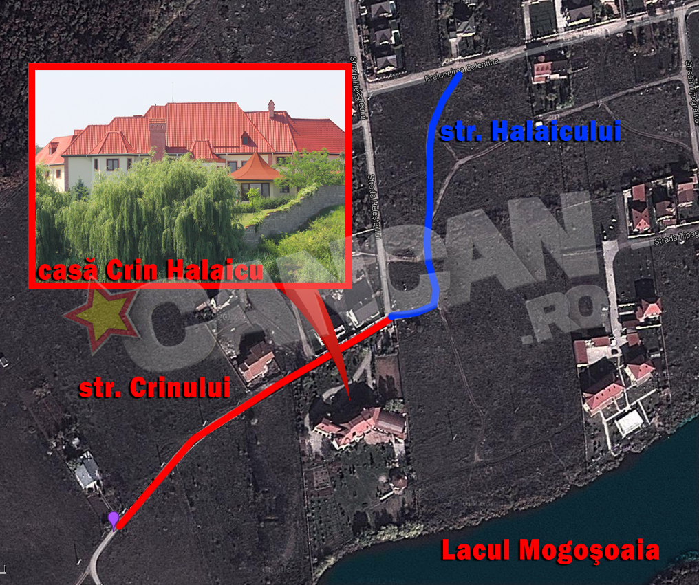 Conacul lui Crin Halaicu e la intersectia strazilor Crinului si Halaicului