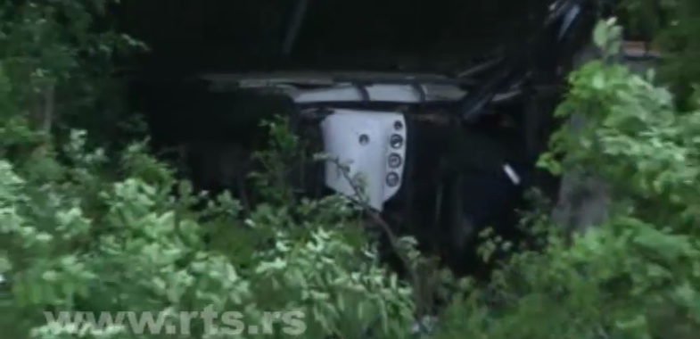 Autobuzul s-a oprit in copaci si nu a ajuns in albia raului