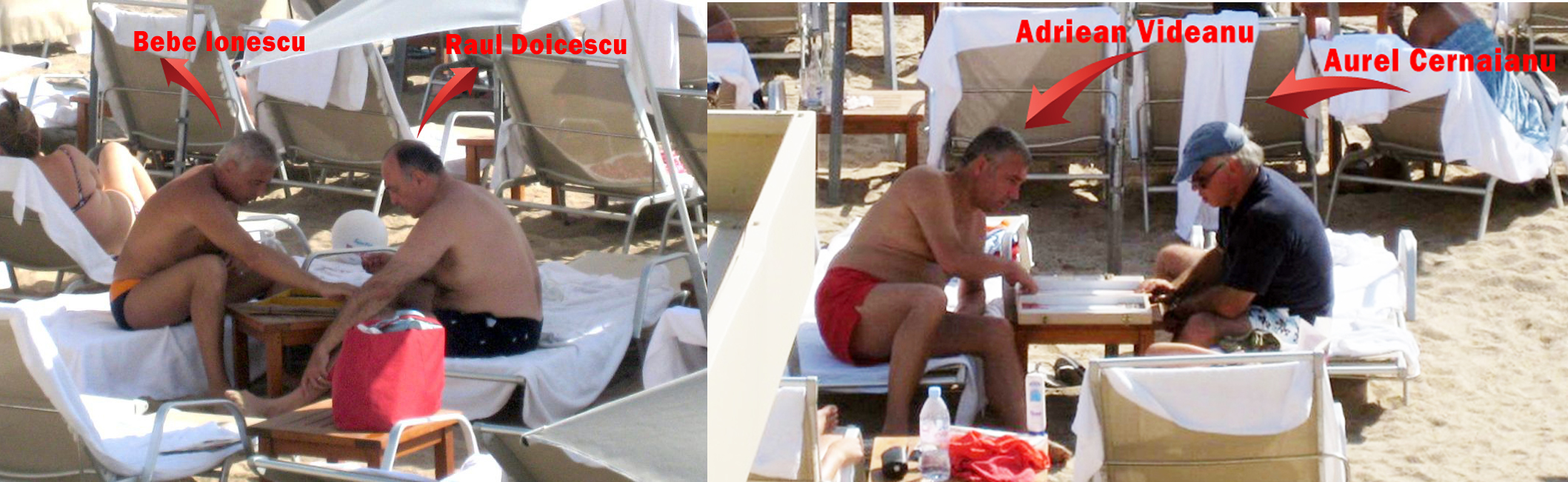 Vechii prieteni Videanu, Raul Doicescu, Bebe Ionescu si Aurel Cernaianu n-au ratat ocazia sa joace table nici pe Coasta de Azur!