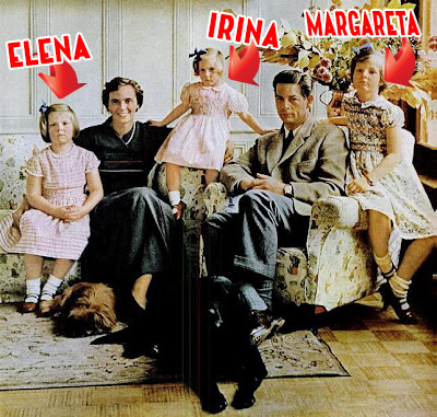 Regele Mihai I si Regina Ana, alaturi de primele trei fiice