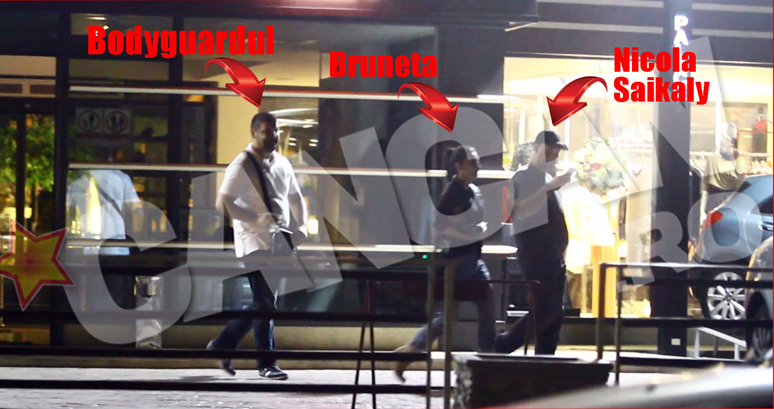 Nicola iese hotarat din club si este urmat de bruneta si garda de corp