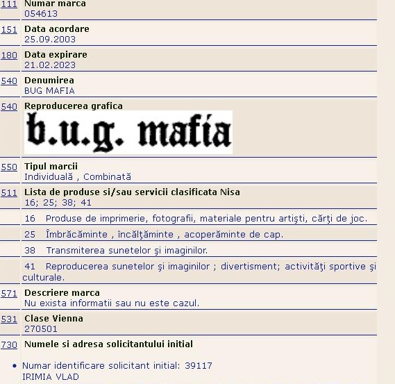 Bug Mafia, marca inregistrata de Tataee