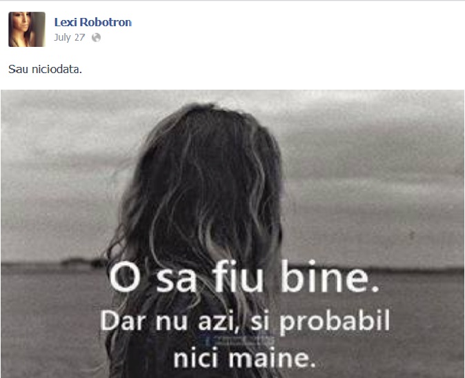 Alexandra a postat un mesaj ca o premonitie