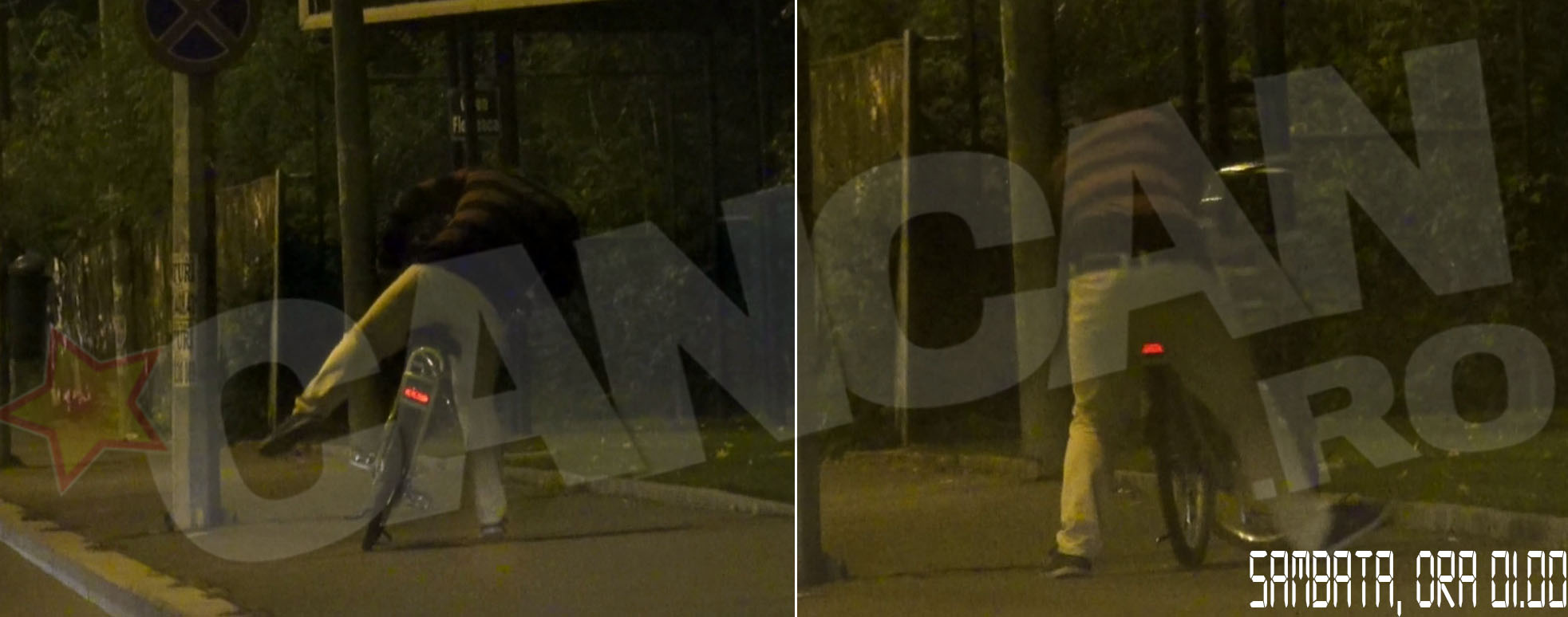 Biciclistul turmentatat face un adevarat spectacol de acrobatie pe strada