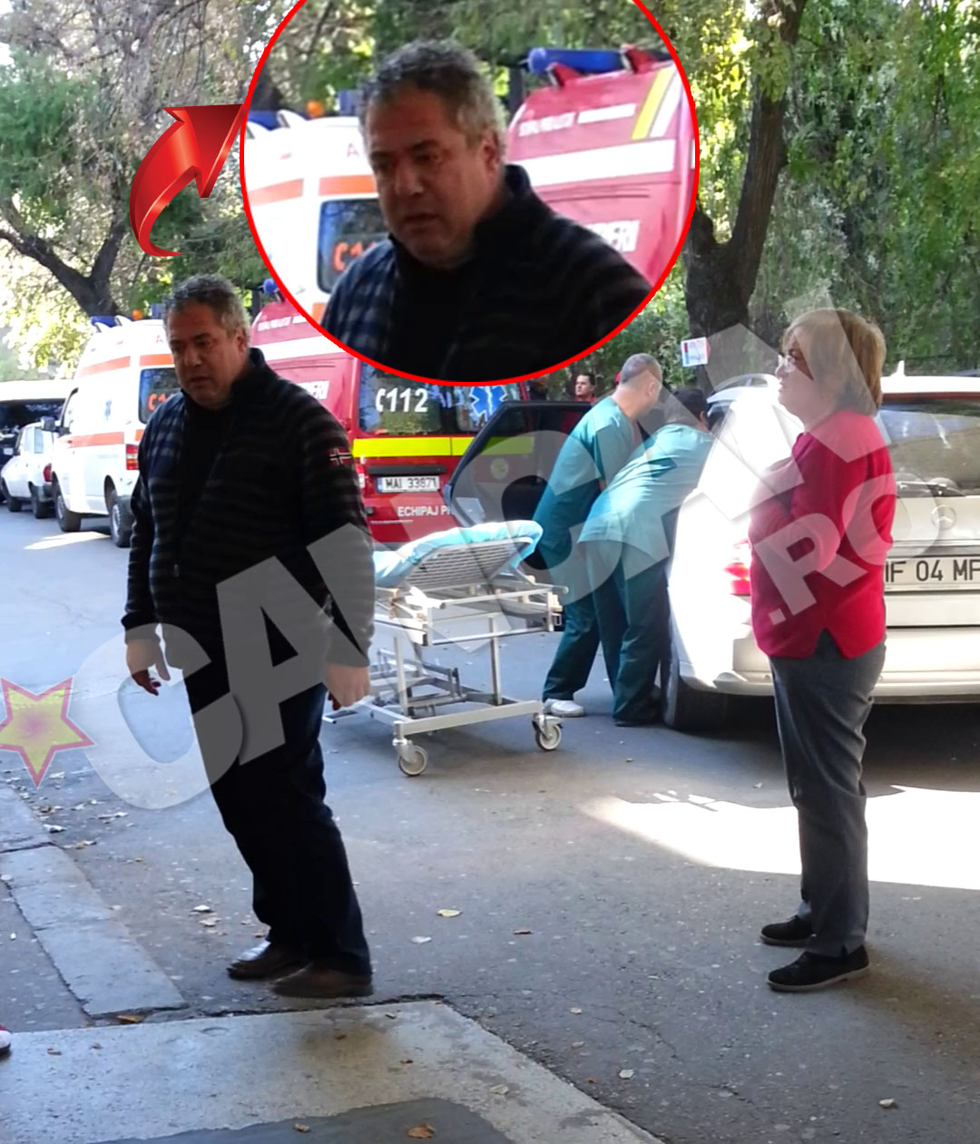 Fostul sot al Romanitei Iovan a asteptat abatut ca medicii sa-l duca pe tatal sau in spital