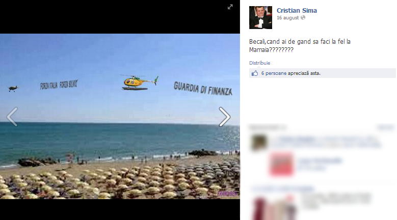 Mesajul postat de broker pe Facebook