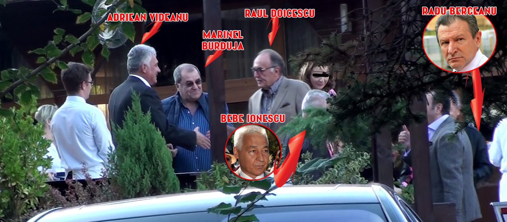 Strans, uniti in jurul lui Adriean Videanu, prietenii Bebe Ionescu, Marinel Burduja, Raul Doicescu si Radu Berceanu s-au despartit, la finalul intalnirii, cu... imbratisari si pupaturi!