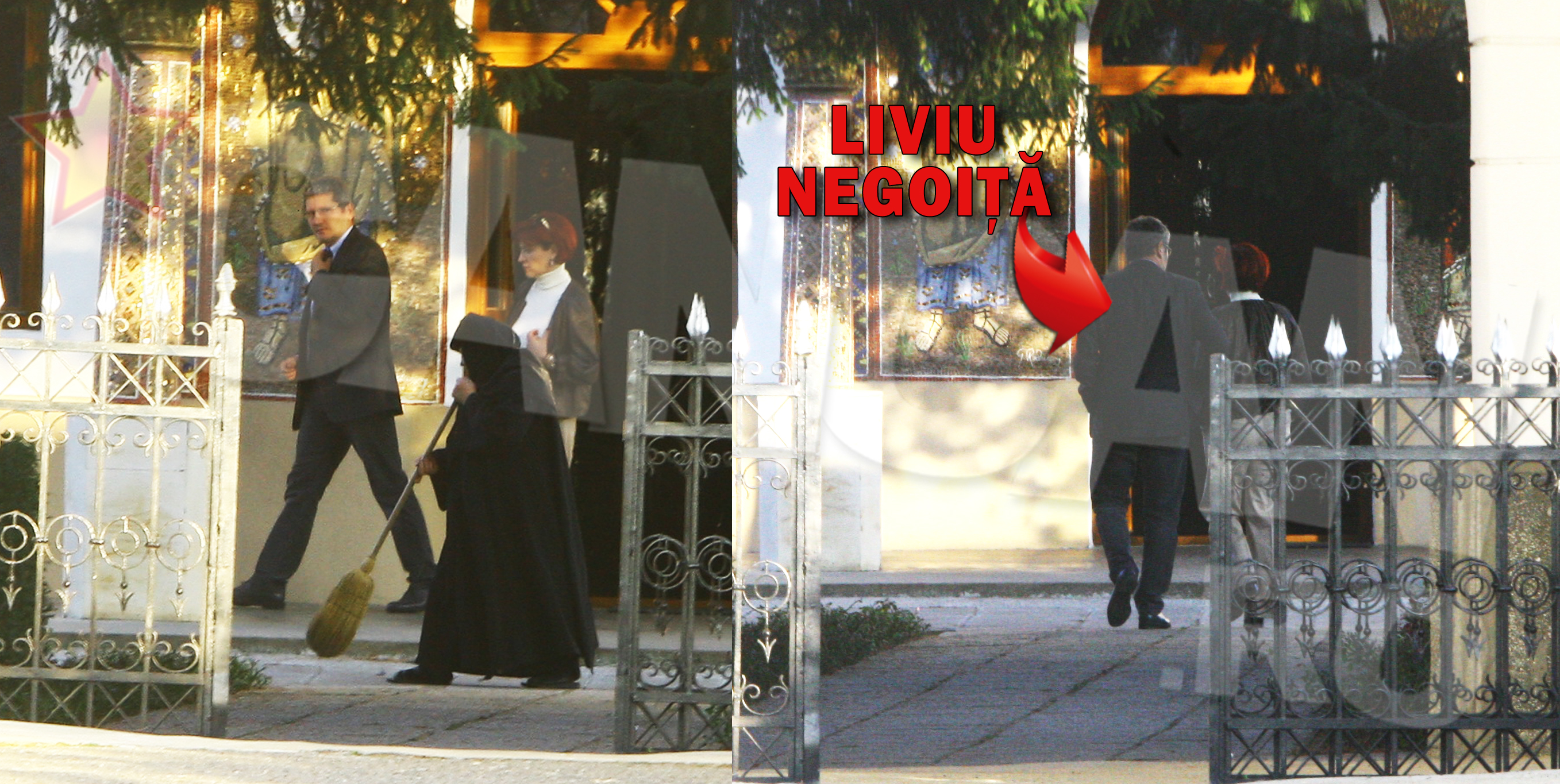 Marti, 5 noiembrie. Ora 16.45. Liviu Negoita si fosta sotie au intrat la Manastirea Tiganesti