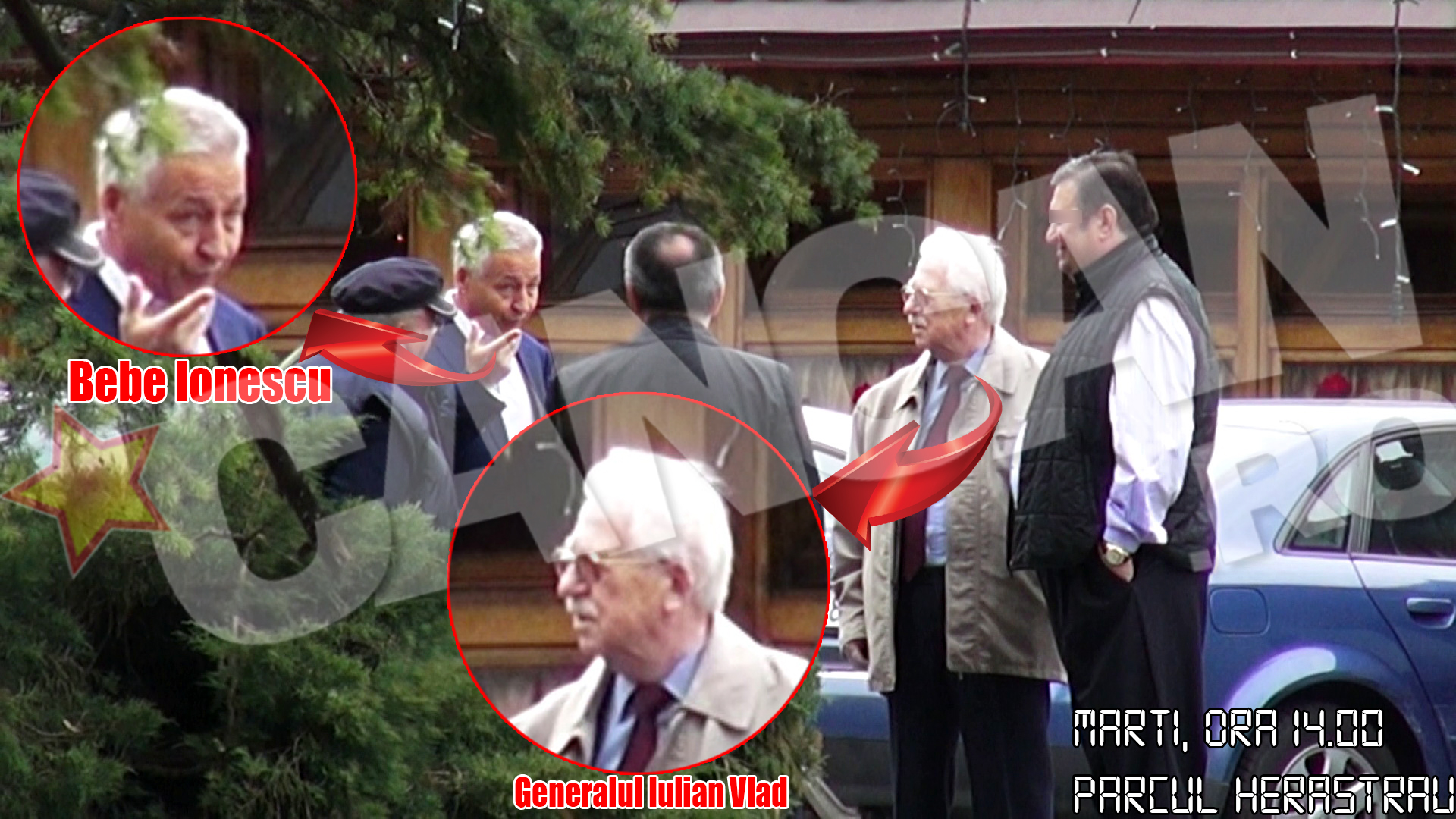 Bebe Ionescu si generalii au zabovit minute bune in fata restaurantului, la discutii