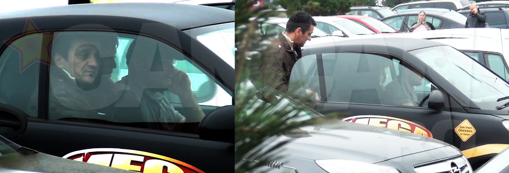 La plecarea din mall, cei trei s-au inghesuit in masina micuta a lui Oncescu