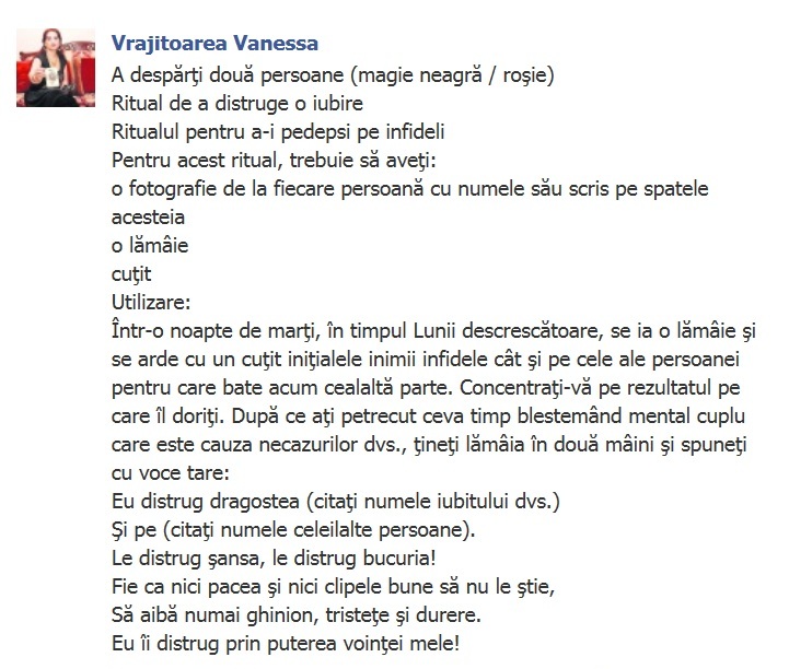 Vanessa face dezlegari de cununii si pe internet