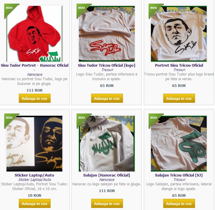 Cateva dintre produsele de pe site-ul cantaretului