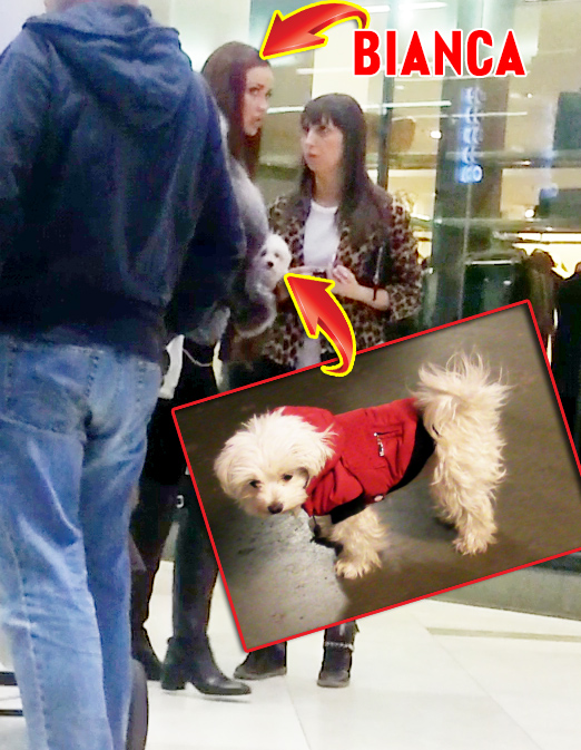 Bianca a iesit la mall alaturi de o prietena si de catelusul ei, de care este nedespartita