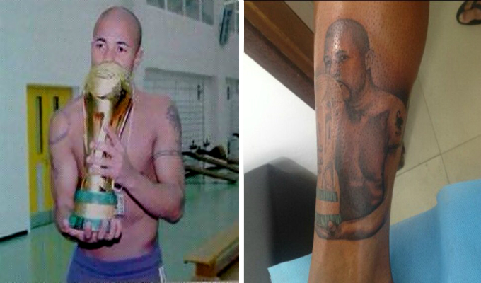 Acesta este ultimul tatuaj al lui Wesley si fotografia din care s-a inspirat brazilianul. Fotbalistul mai are un tatuaj, numele fiului sau pe brat
