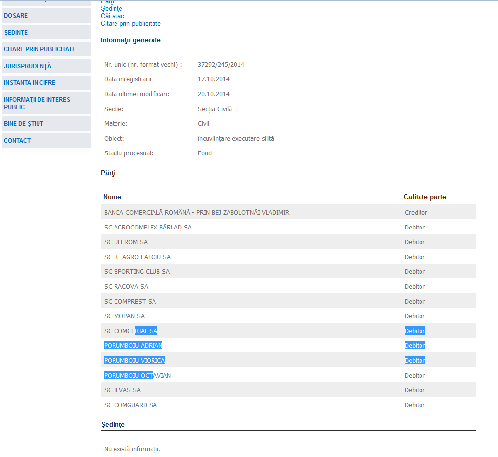 Banca a cerut executarea silita pentru firmele lui Adrian Porumboiu, SC Vaslui SA, dar si pe numele fostului arbitru si familiei sale