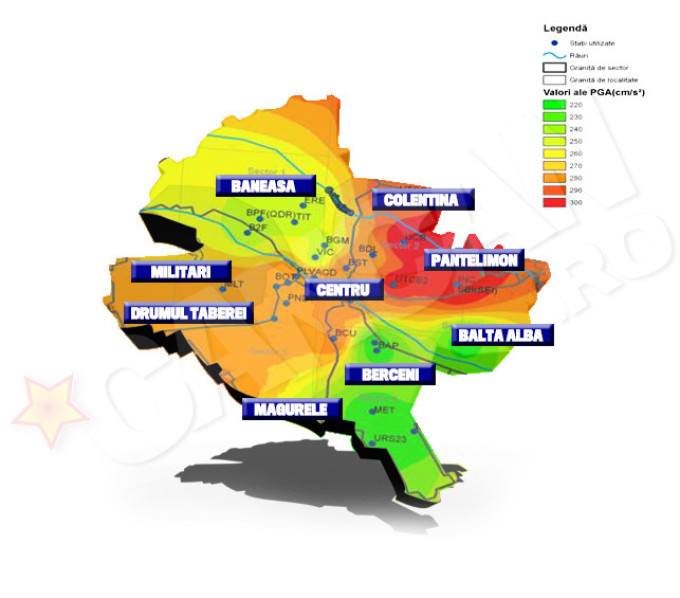 Pe harta putem vedea zonele cele mai afectate de un seism puternic