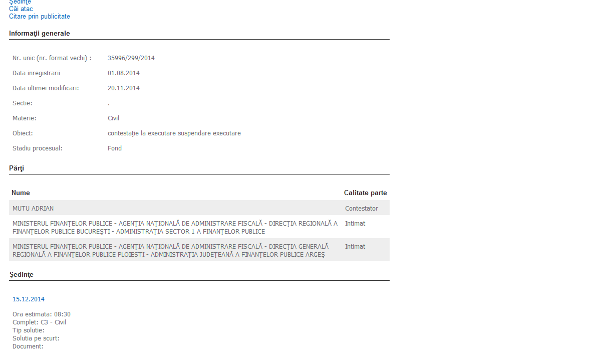 Mutu a contestat in instanta cererea de executare silita
