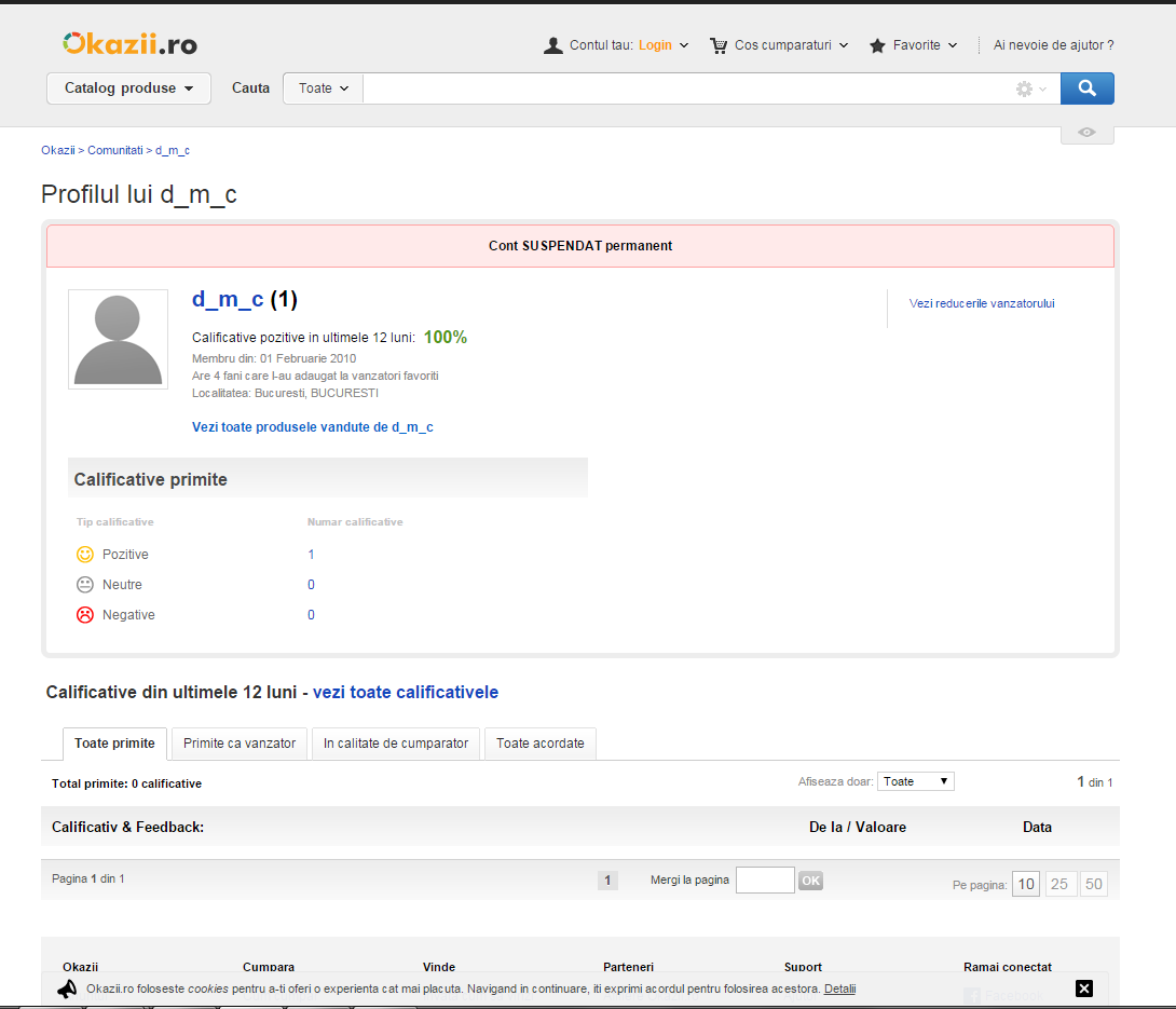 Ilegalitatea a dus la banarea utilizatorului