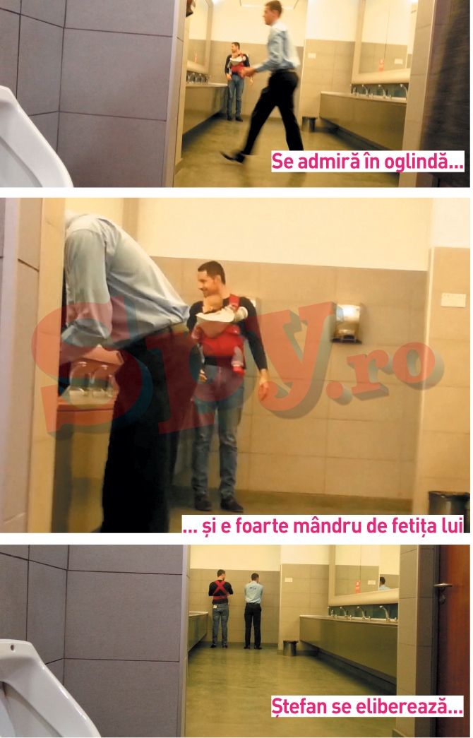 Sotul Ancai Lungu n-a avut de ales si a intrat cu fetita in toaleta barbatilor