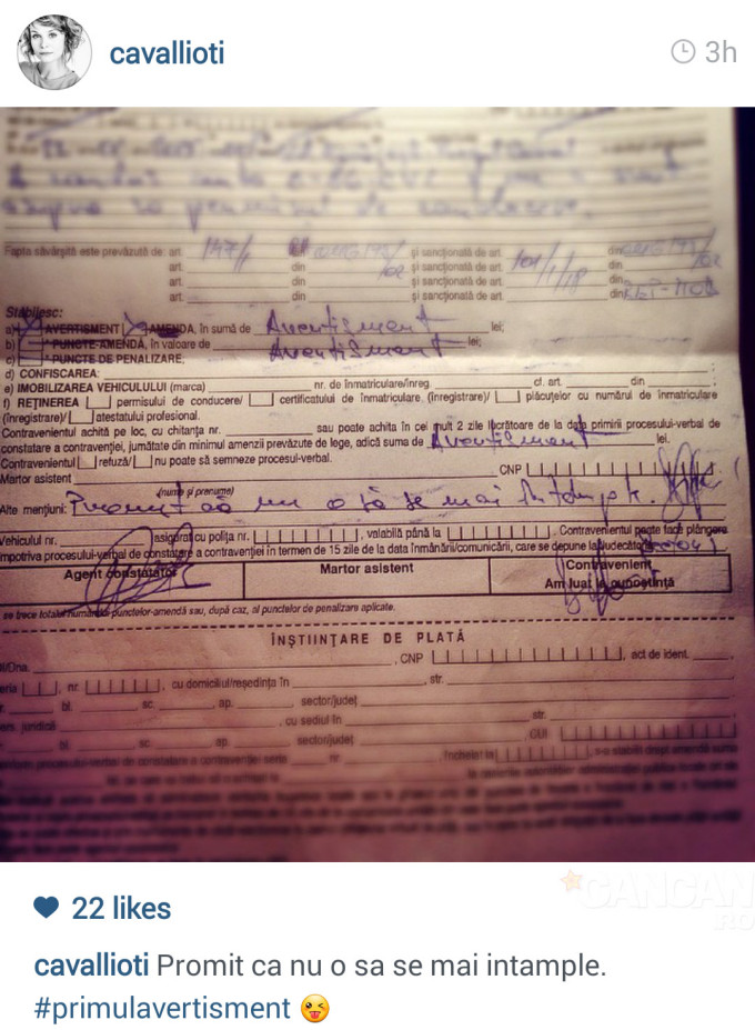 Procesul verbal pe care l-a semnat actrita