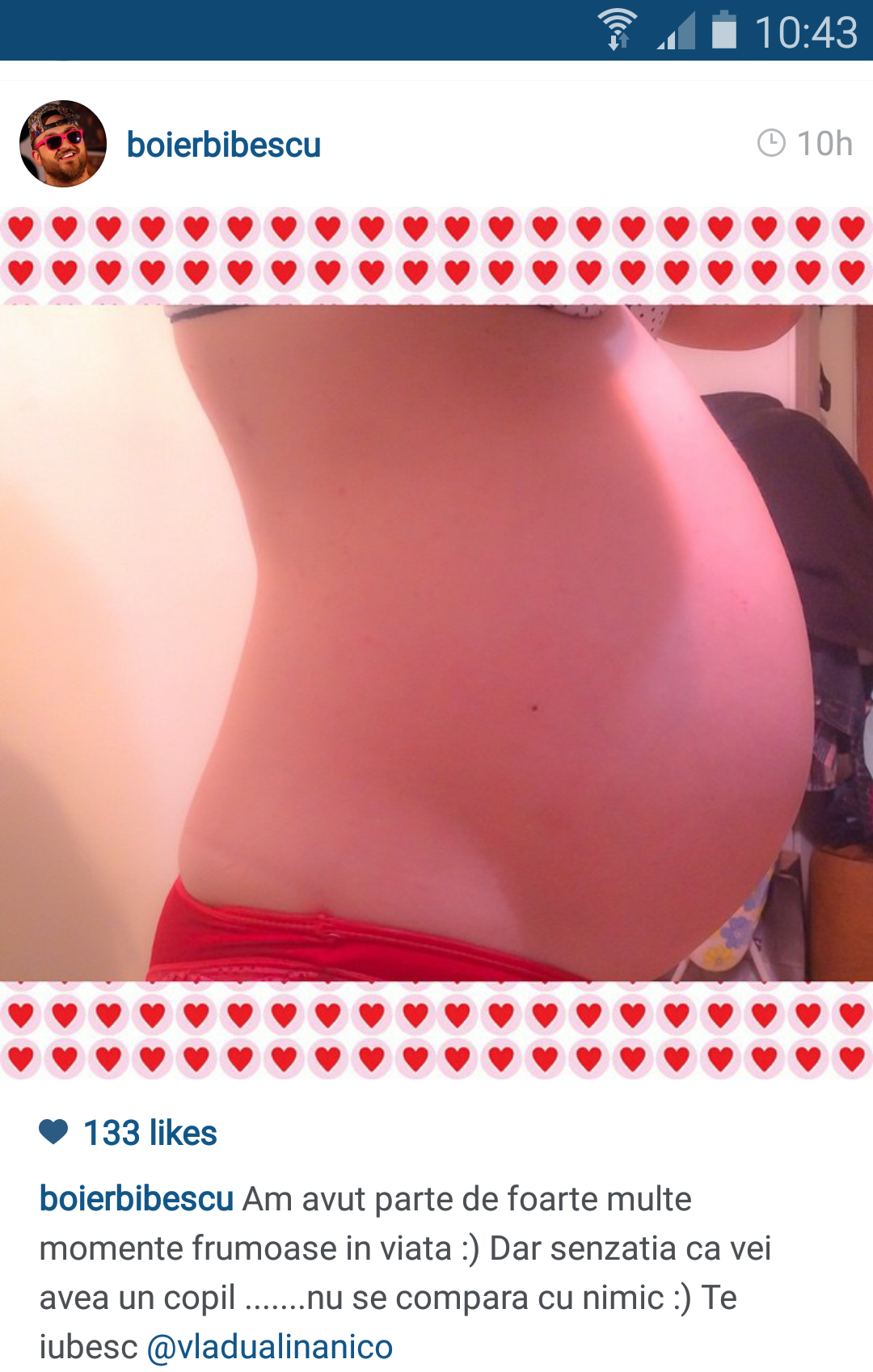 Boier Bibescu a postat o fotografie cu burtica sotiei sale