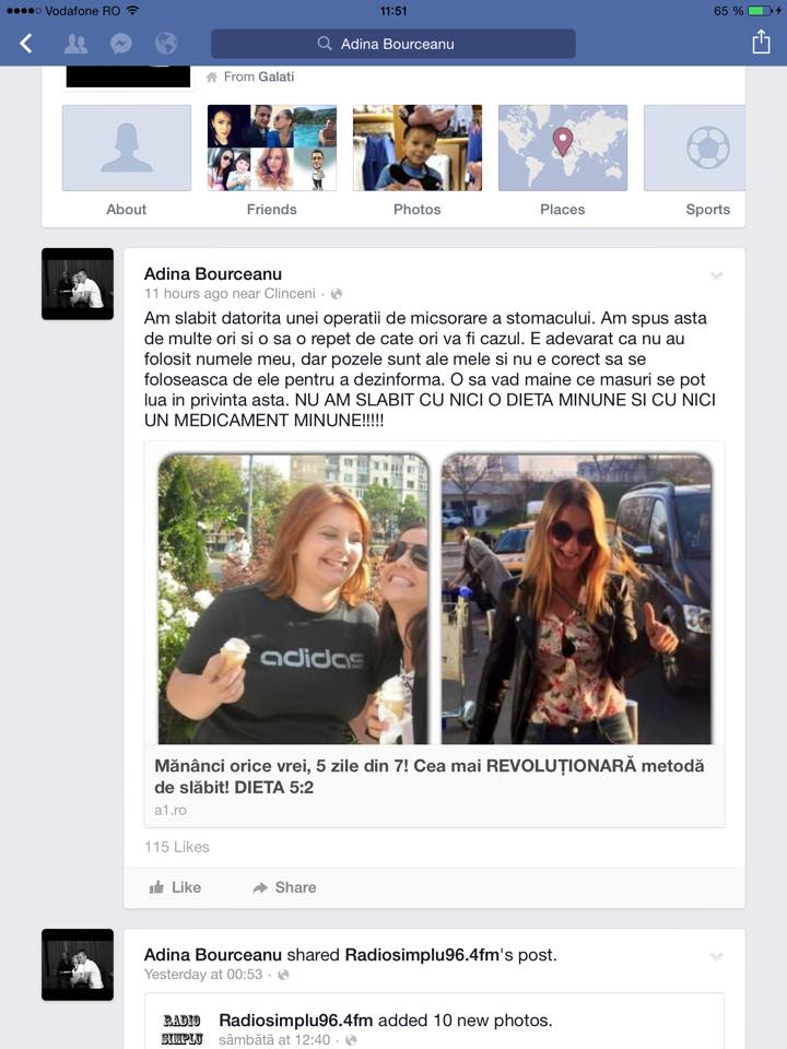 Adina s-a suparat ca imaginea sa este folosita fara sa fie anuntata