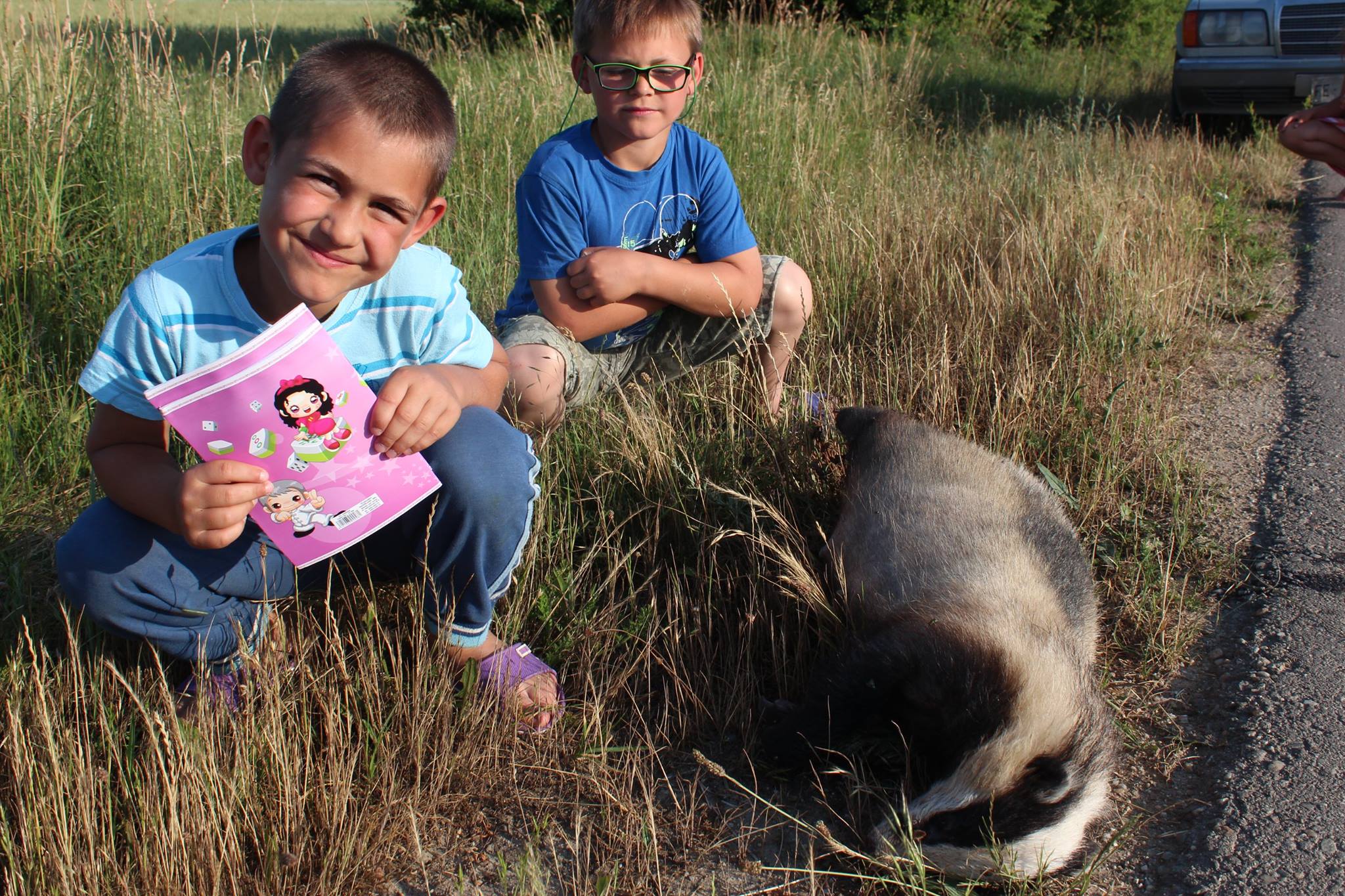 Giuliano si Claudio s-au pozat pe marginea soselei langa un animal decedat