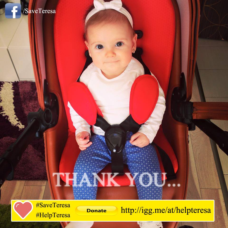 Teresa a fost diagnosticata cu o tumora cerebrala la numai un an si o luna