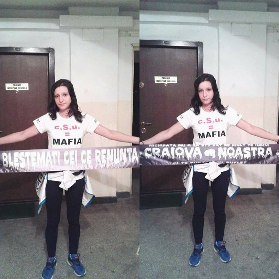 Cristina s-a fotografiat cu tricoul pe care erau trecute mesajele impotrica FRF si CSU